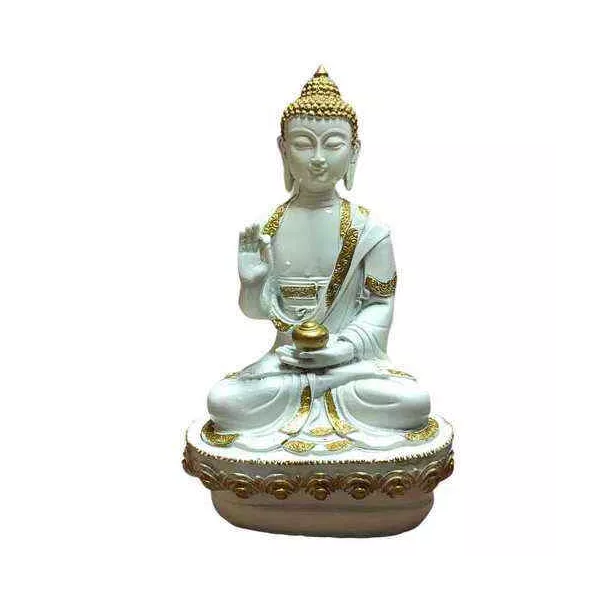 Esoterika - Statua Buddha meditazione manrtello oro e bianco