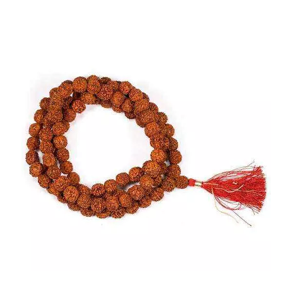 Esoterika - Mala Rudraksha 108 grani con nappina rossa -- 1 cm