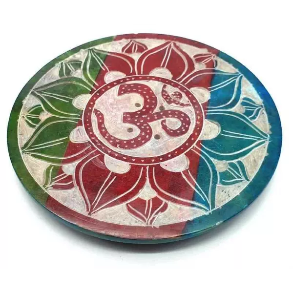 Esoterika - Porta incenso Om/Mandala Pietra Ollare multicolor -- 10 Cm