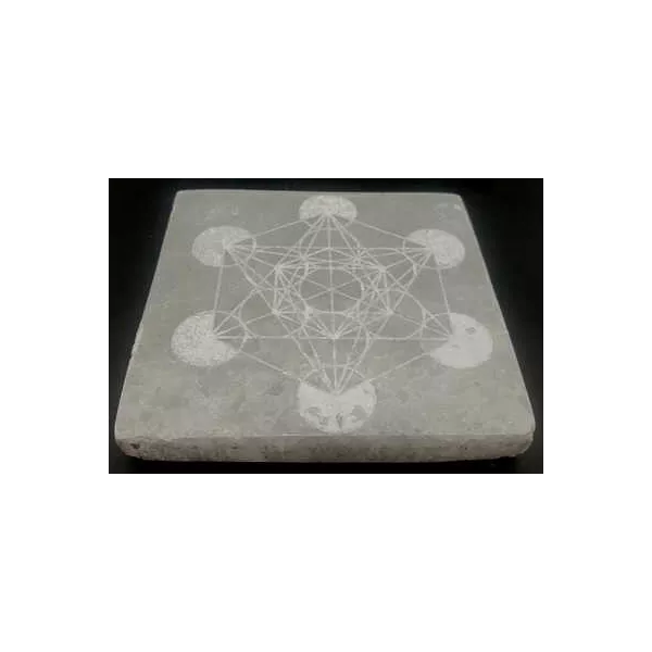 Esoterika - Porta incenso Selenite quadrato Metatron 10x10 cm