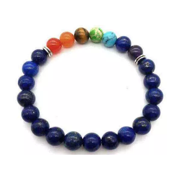 Esoterika - Bracciale Lapislazzuli & 7 Chakra perle 8mm