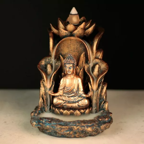 Esoterika - Incensiera in resina con riflusso backflow buddha thailan